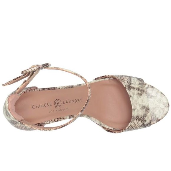 NIB $75 CHINESE LAUNDRY Women 7.5 Natural SNAKE Animal Print Rumor Heeled Sandal - Picture 3 of 14